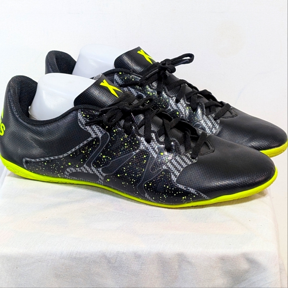 Men's 12 ADIDAS X 15.4 INDOOR FOOTBALL Soccer ATHLETIC SHOES Black Neon B26936